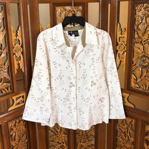 Dina K Floral Print Button Down Top Size L